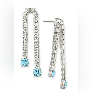 NWT On 34th Crystal Double Chain Drop Earrings